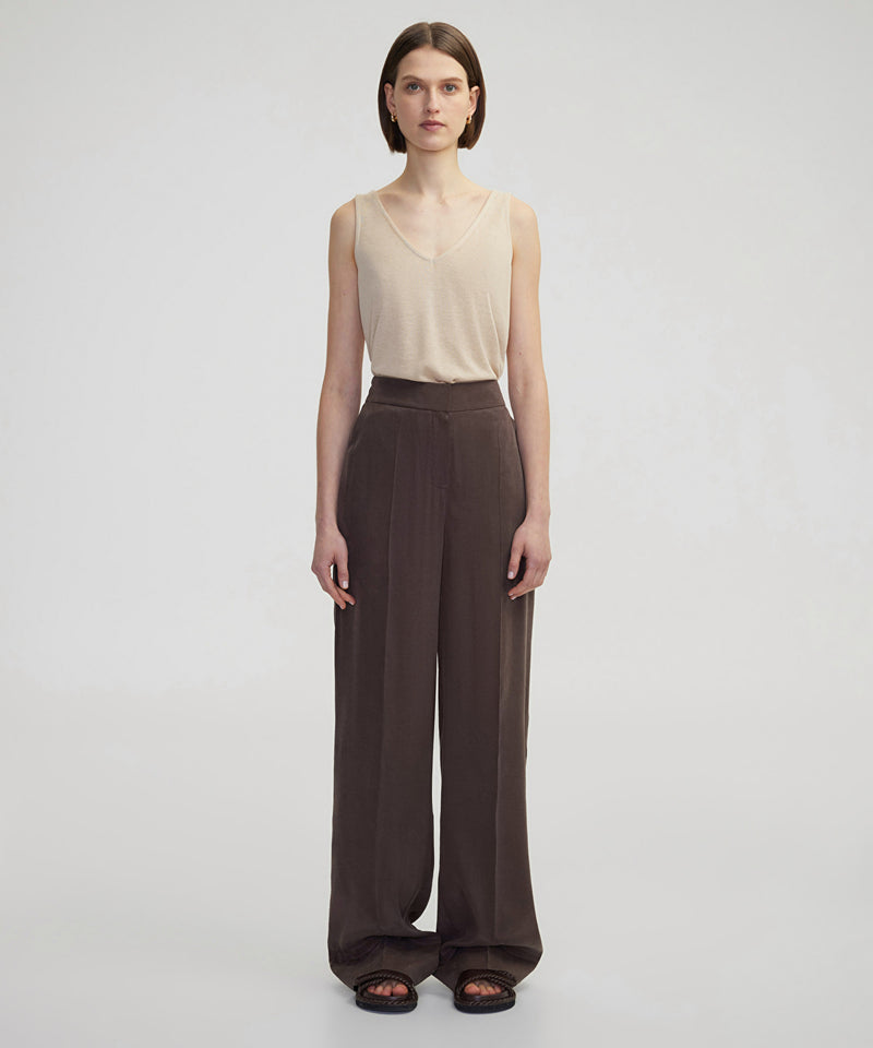 Ipekyol Ribbed Wide Leg Trousers Brown