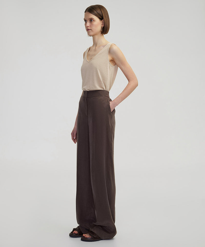 Ipekyol Ribbed Wide Leg Trousers Brown