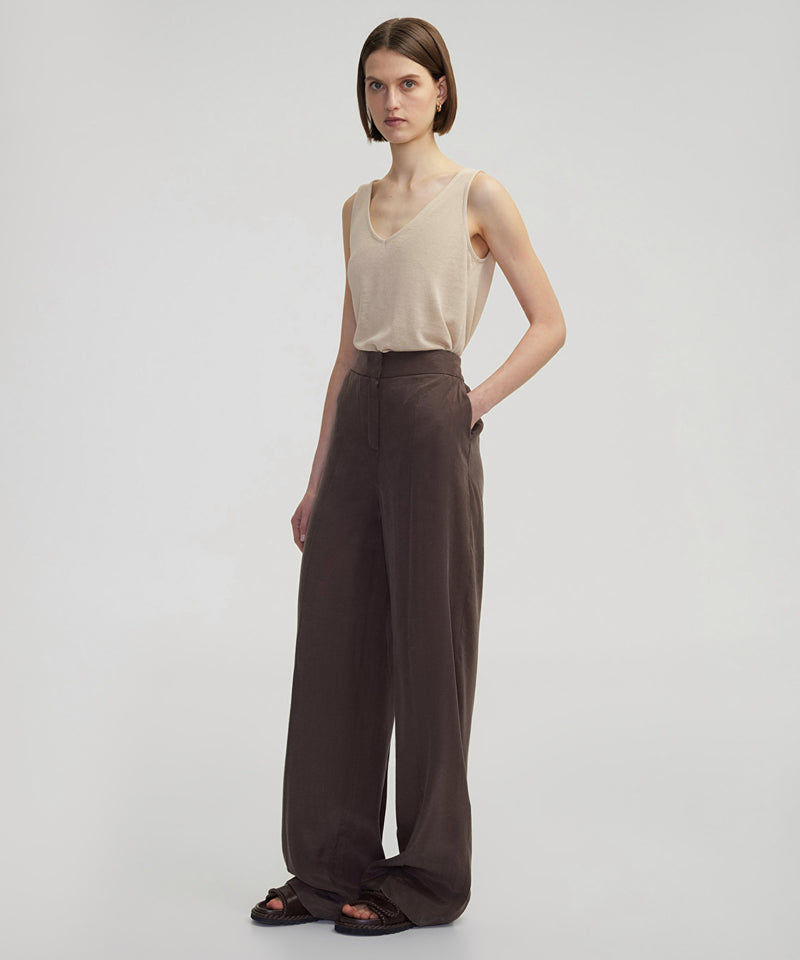 Ipekyol Ribbed Wide Leg Trousers Brown