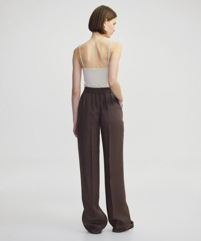 Ipekyol Elastic Waist Linen Trousers Brown