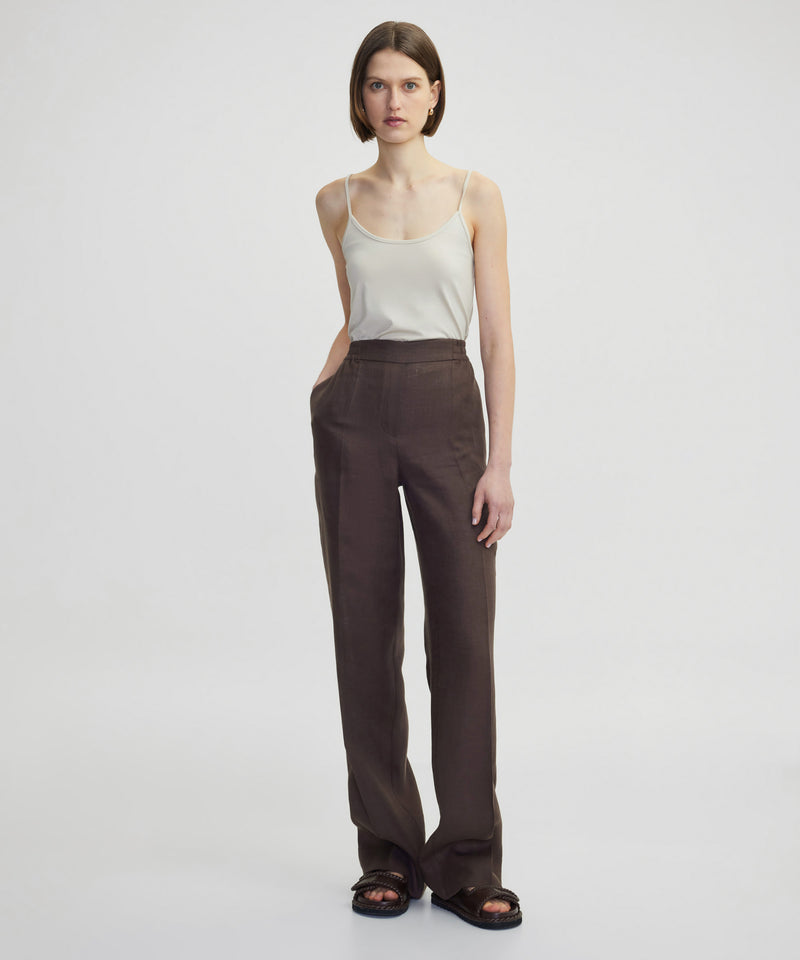 Ipekyol Elastic Waist Linen Trousers Brown