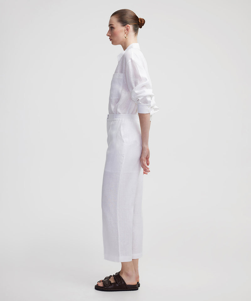 Ipekyol Straight Fit Linen Trousers White