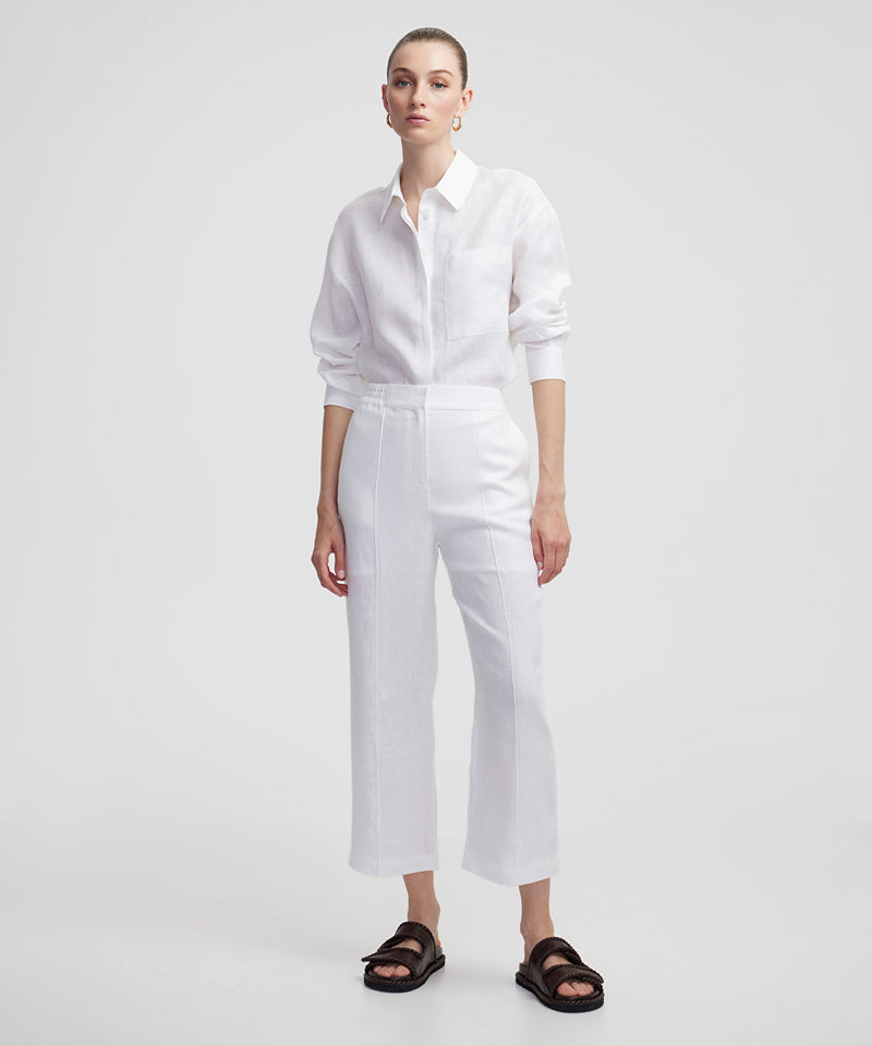 Ipekyol Straight Fit Linen Trousers White
