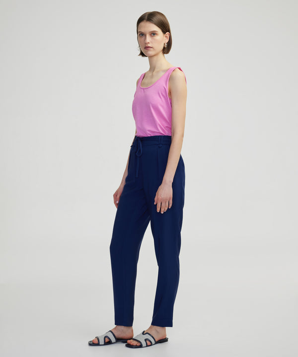 Ipekyol Elastic Waist Carrot Fit Trousers Navy