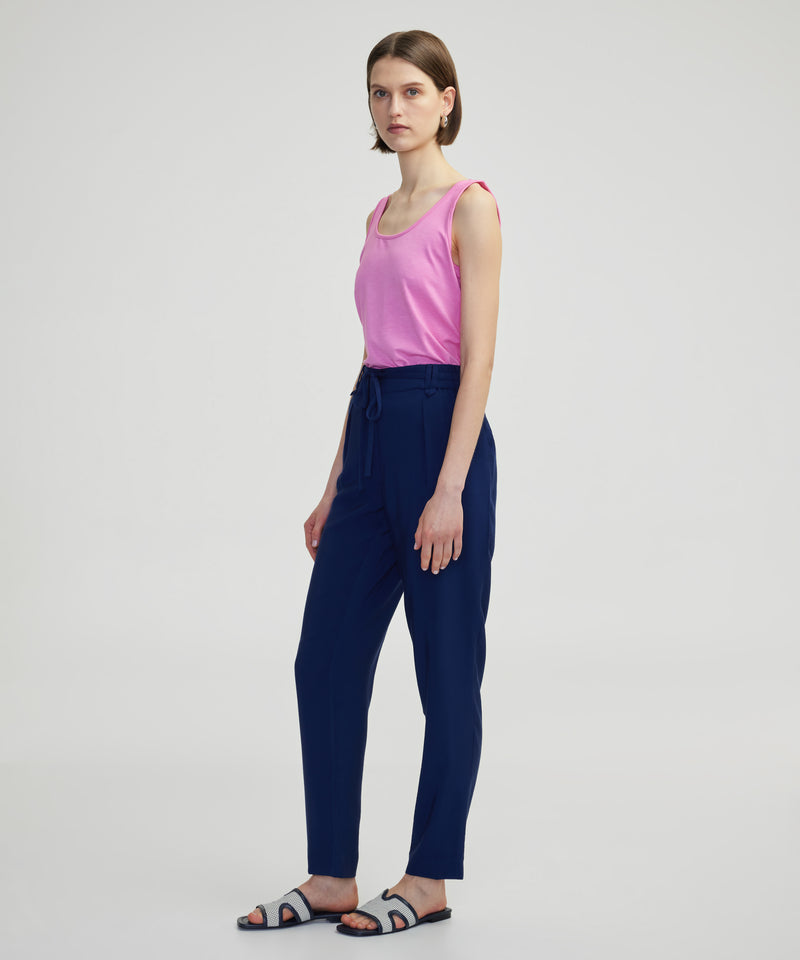 Ipekyol Elastic Waist Carrot Fit Trousers Navy