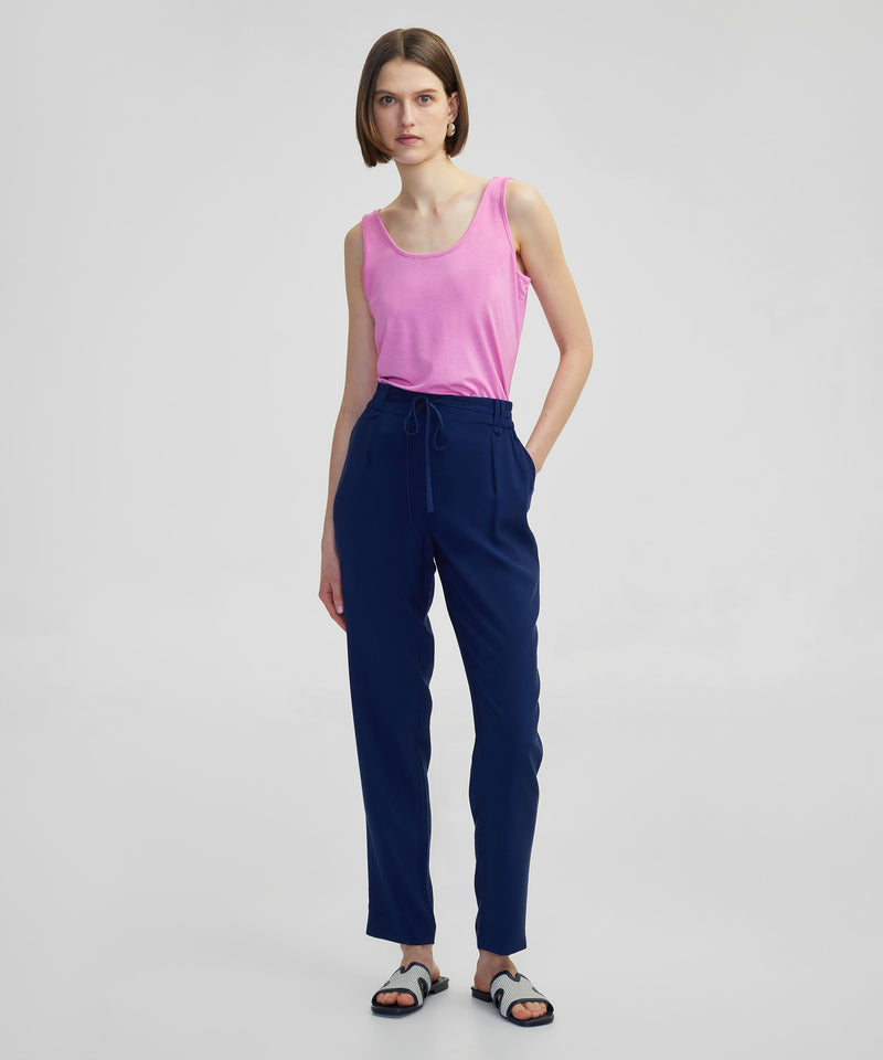 Ipekyol Elastic Waist Carrot Fit Trousers Navy