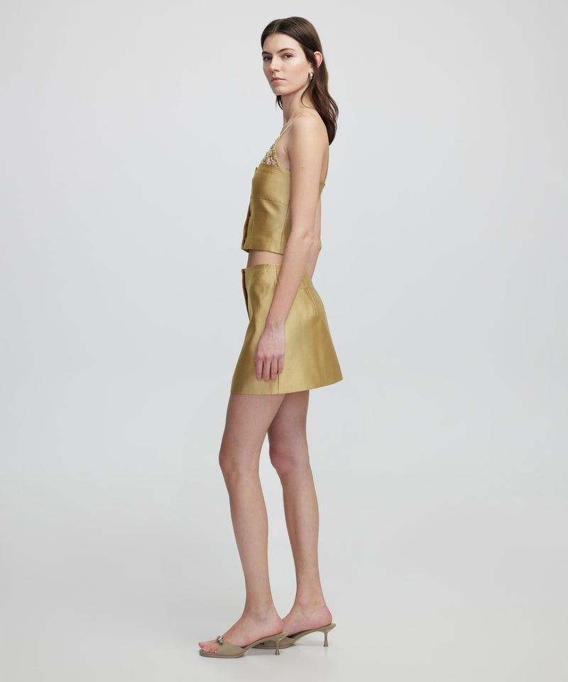 Ipekyol Shiny Textured Mini Skirt Olive