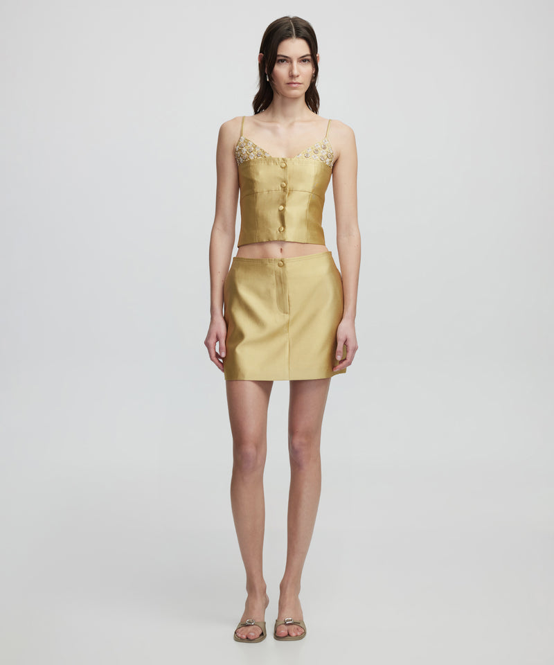 Ipekyol Shiny Textured Mini Skirt Olive
