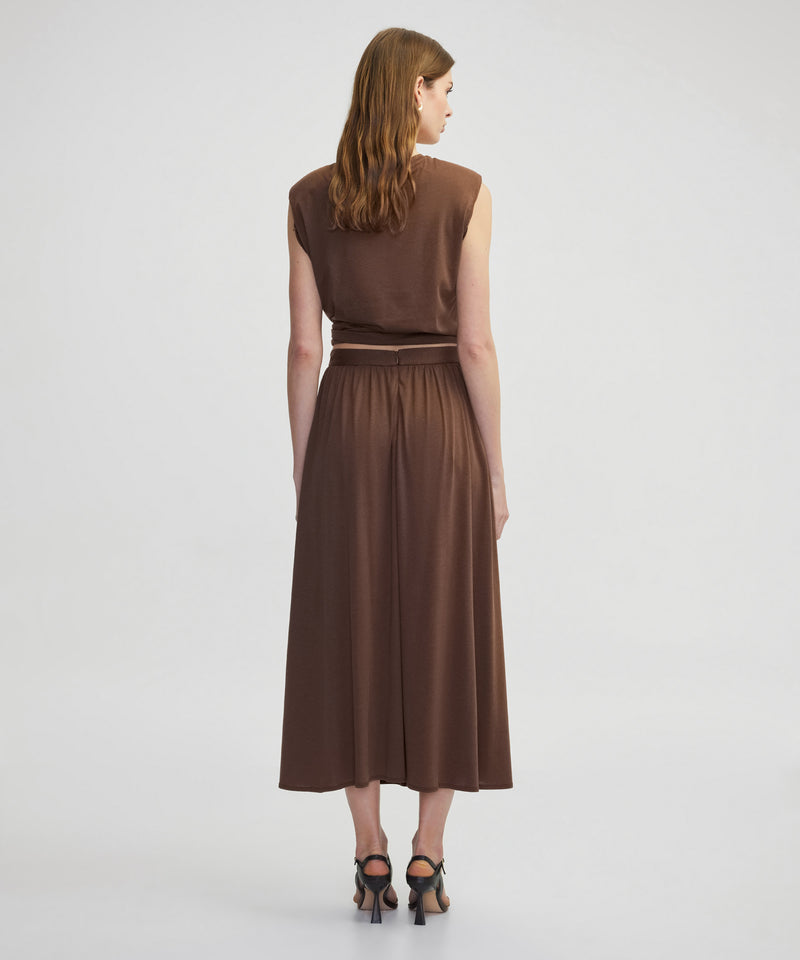 Ipekyol Pleated Cotton Skirt Brown