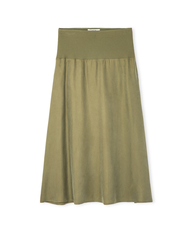 Ipekyol Knitwear And Cupro Mix Skirt Khaki