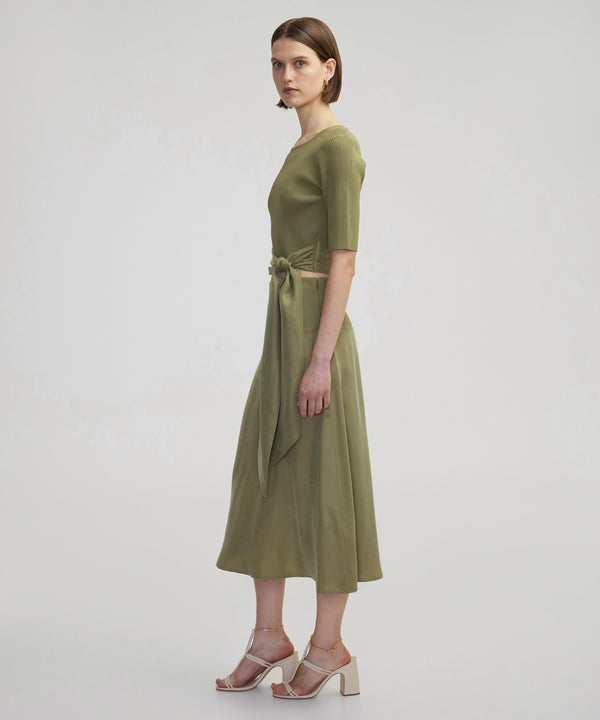 Ipekyol Knitwear And Cupro Mix Skirt Khaki