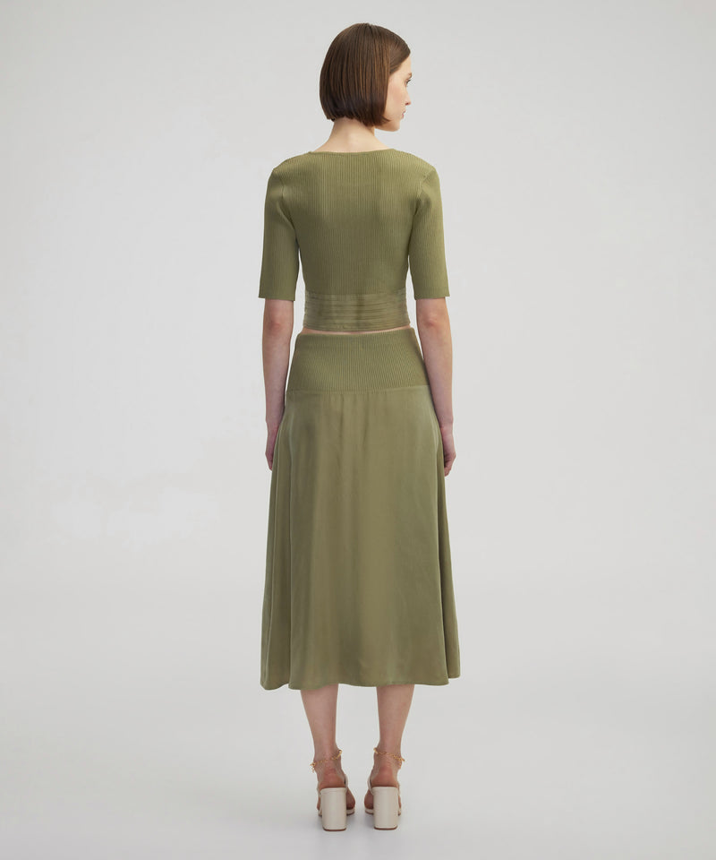 Ipekyol Knitwear And Cupro Mix Skirt Khaki