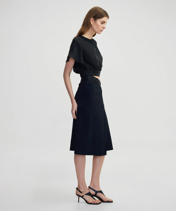 Ipekyol Fabric Mix Midi Skirt Black