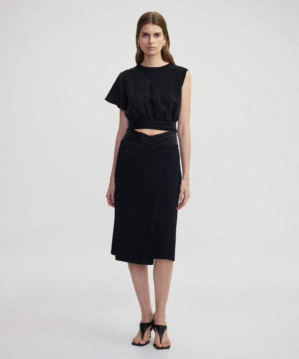 Ipekyol Fabric Mix Midi Skirt Black