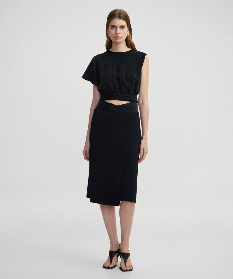 Ipekyol Fabric Mix Midi Skirt Black