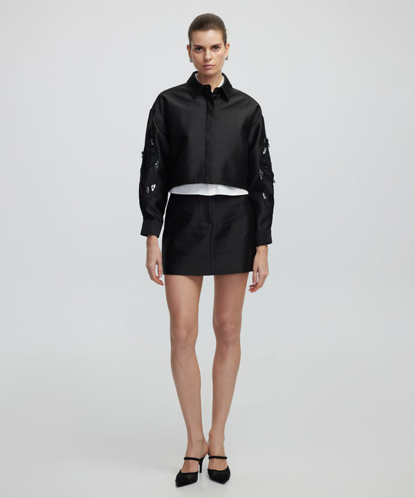 Ipekyol Embroidered Cropped Jacket Black