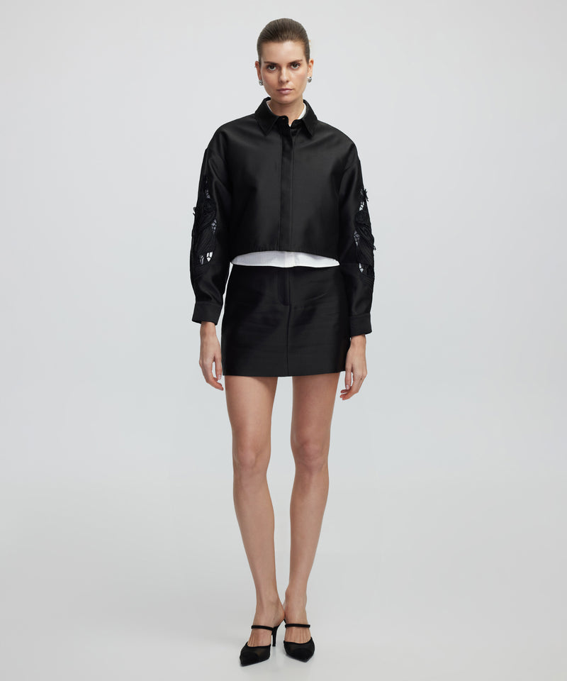 Ipekyol Embroidered Cropped Jacket Black