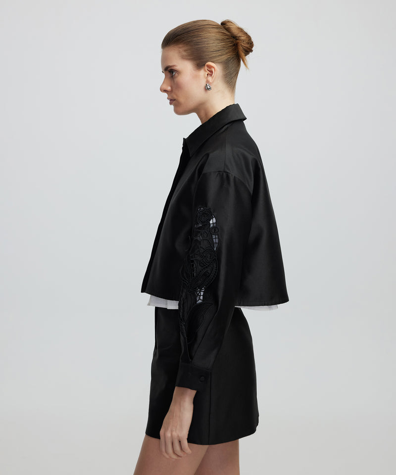 Ipekyol Embroidered Cropped Jacket Black