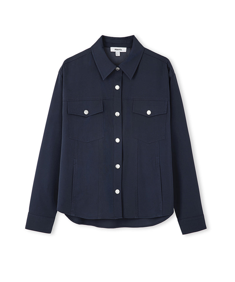 Ipekyol Shirt Jacket With Metal Snaps Navy