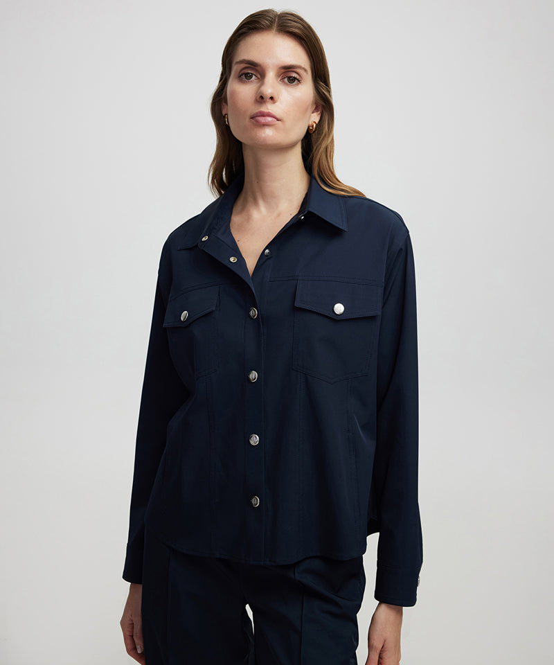 Ipekyol Shirt Jacket With Metal Snaps Navy