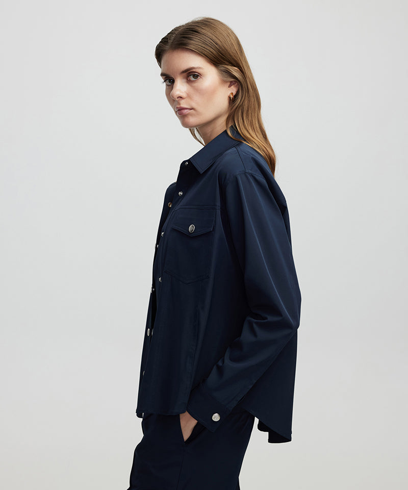 Ipekyol Shirt Jacket With Metal Snaps Navy