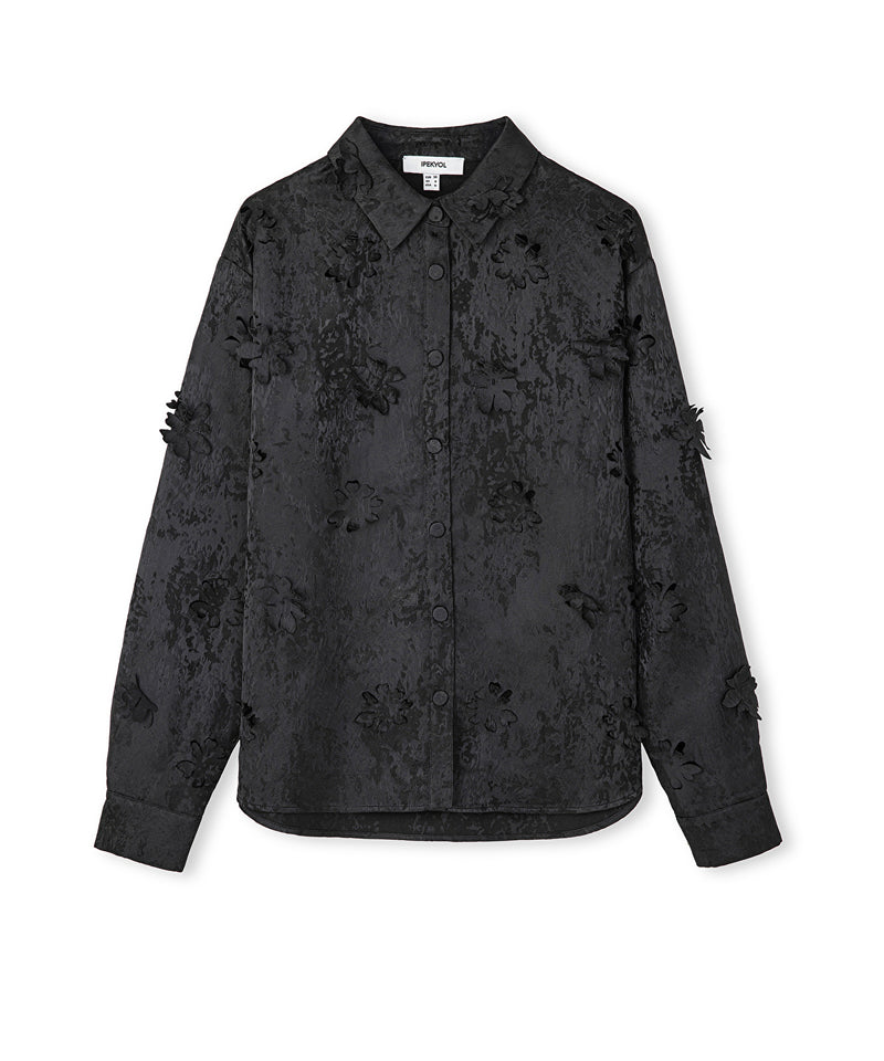 Ipekyol Flower Applique Shirt Jacket Black