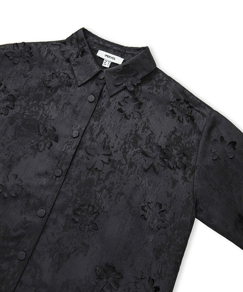 Ipekyol Flower Applique Shirt Jacket Black