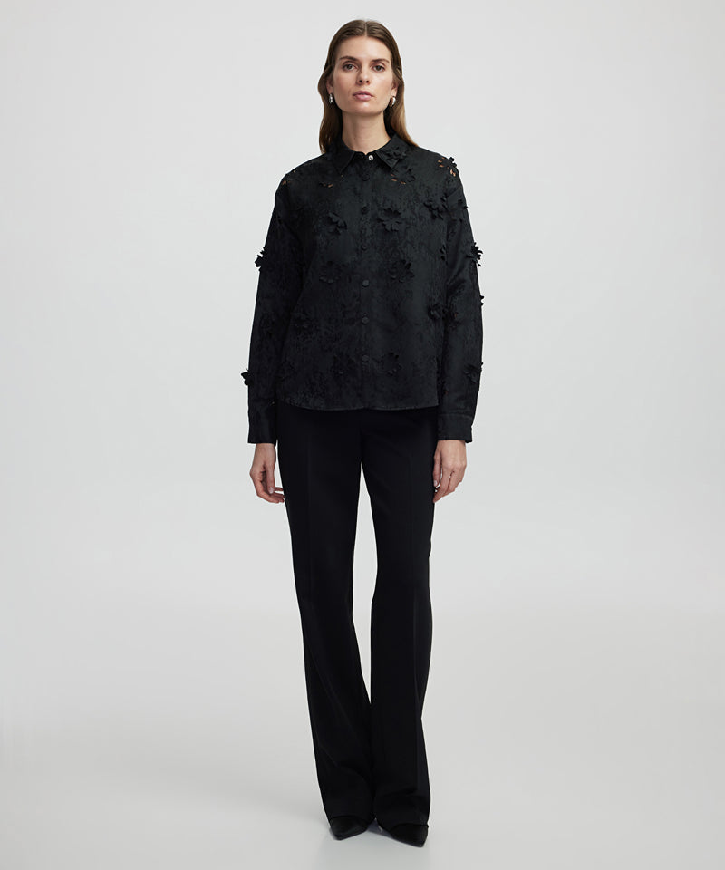 Ipekyol Flower Applique Shirt Jacket Black