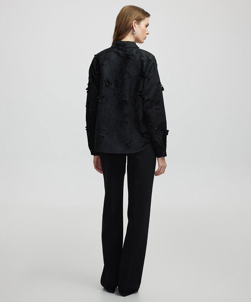 Ipekyol Flower Applique Shirt Jacket Black