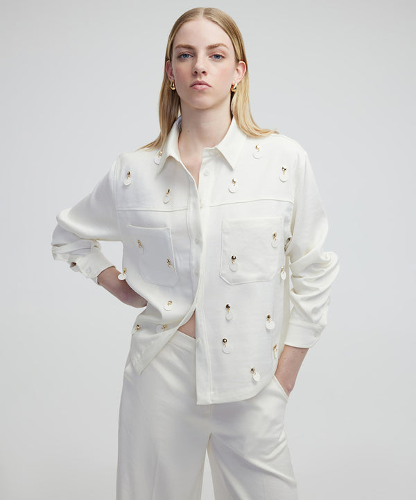 Ipekyol Shirt Jacket With Contrast Accessories Off White