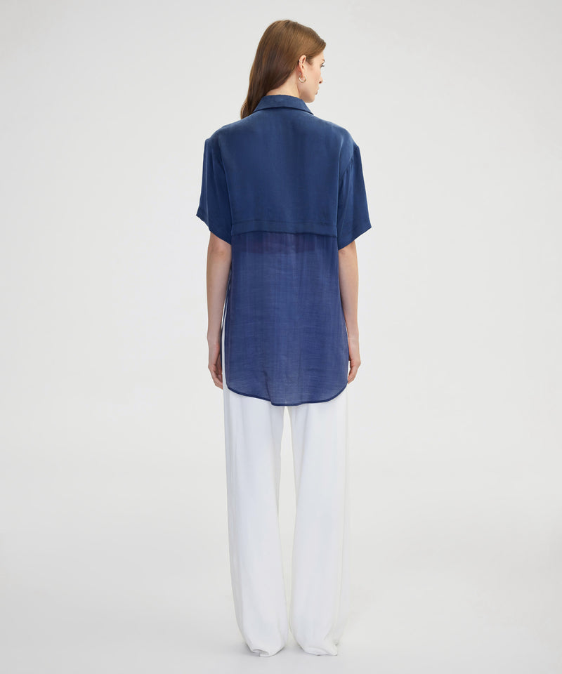 Ipekyol Transparent Mix Embroidered Shirt Jacket Navy