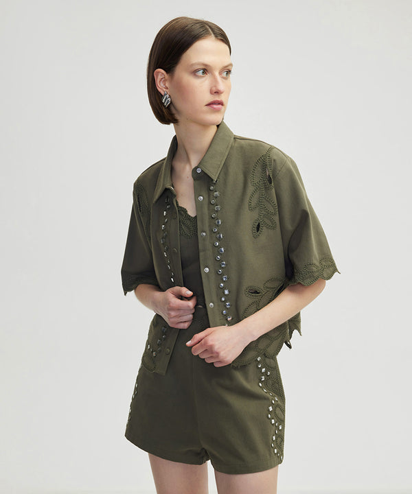 Ipekyol Jacket With Contrast Accessories Khaki