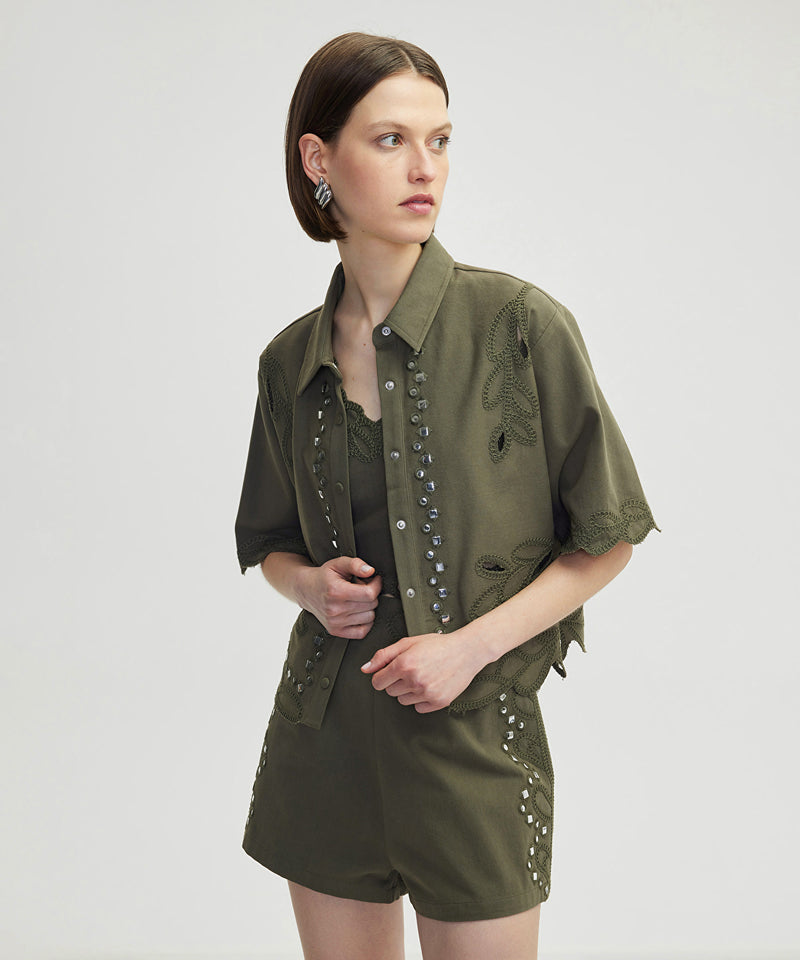 Ipekyol Jacket With Contrast Accessories Khaki