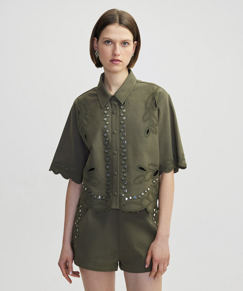 Ipekyol Jacket With Contrast Accessories Khaki