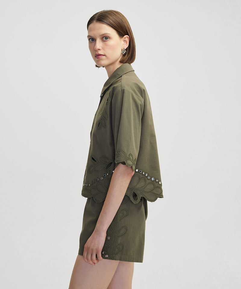 Ipekyol Jacket With Contrast Accessories Khaki