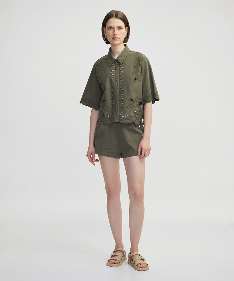 Ipekyol Jacket With Contrast Accessories Khaki