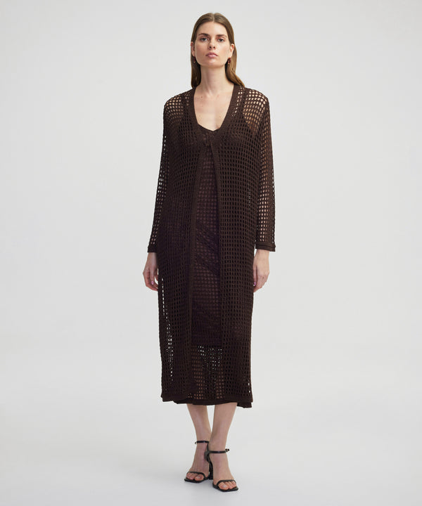 Ipekyol Openwork Knitted Jacket Brown