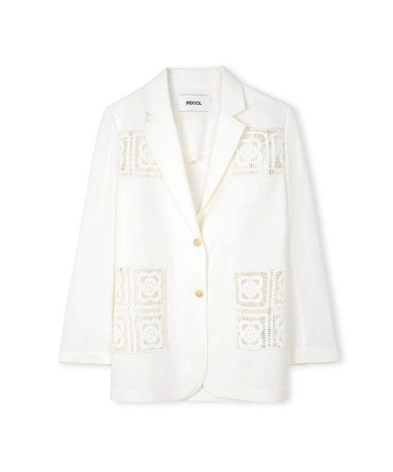 Ipekyol Crochet Applique Blazer White