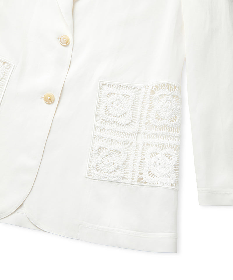Ipekyol Crochet Applique Blazer White