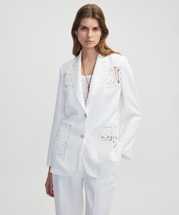 Ipekyol Crochet Applique Blazer White