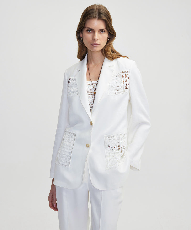 Ipekyol Crochet Applique Blazer White
