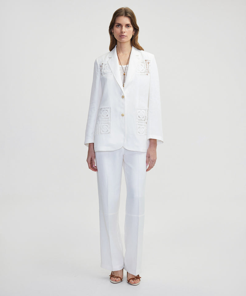 Ipekyol Crochet Applique Blazer White