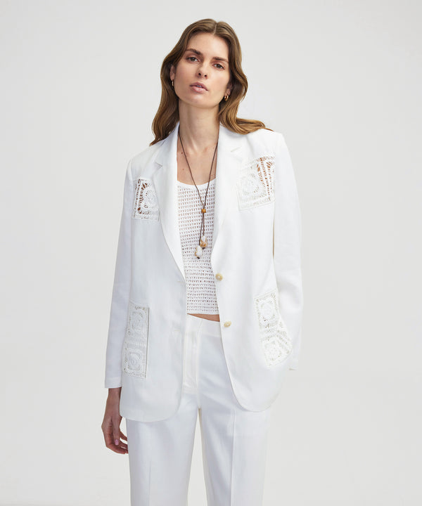 Ipekyol Crochet Applique Blazer White