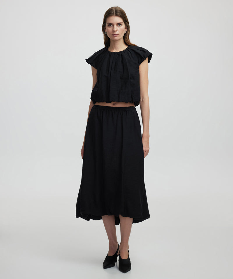 Ipekyol Linen Blend Gathered Blouse Black