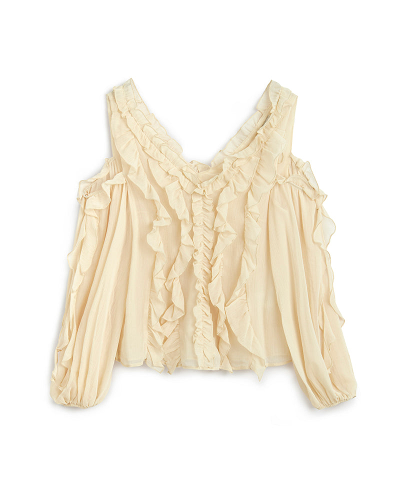Ipekyol Ruffle Cutout Blouse Oil