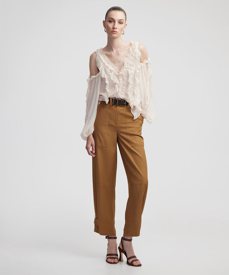 Ipekyol Ruffle Cutout Blouse Oil