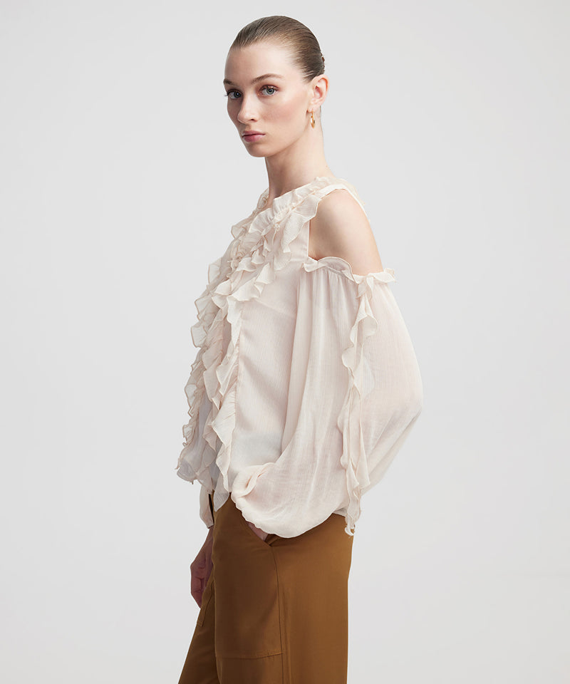 Ipekyol Ruffle Cutout Blouse Oil