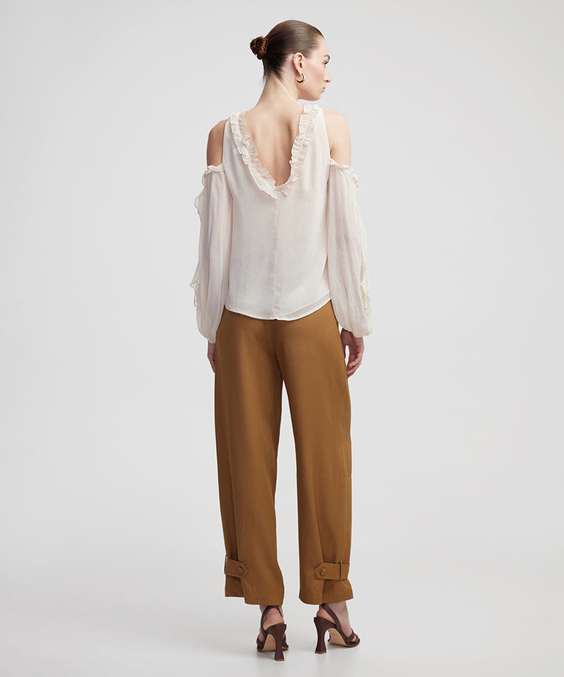 Ipekyol Ruffle Cutout Blouse Oil