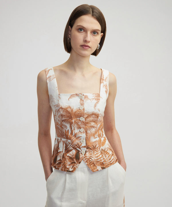 Ipekyol Patterned Linen Vest Ecru