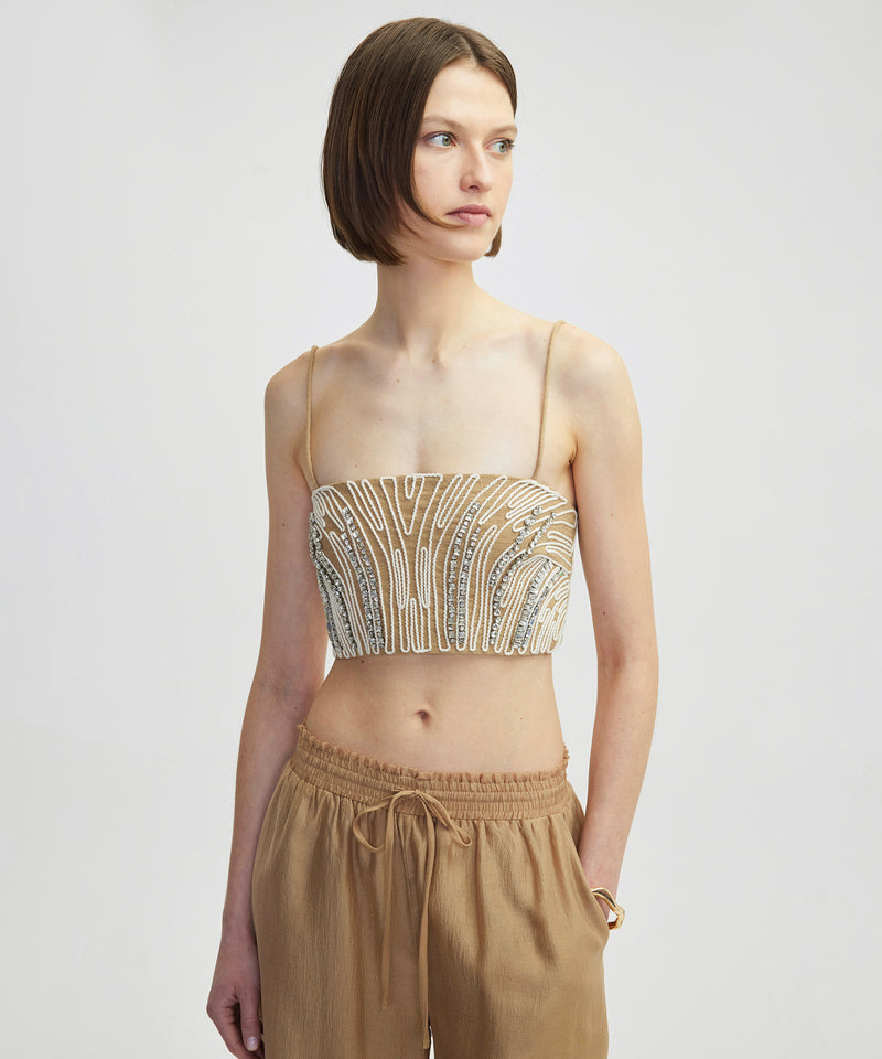 Ipekyol Strass Stone Printed And Embroidered Blouse Natural